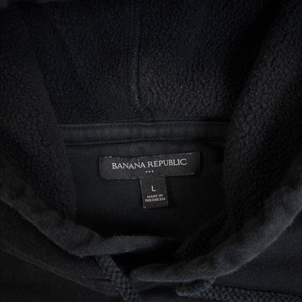 Banana Republic Hoodie Mens L Black Elephant Graphic Fleece Pullover - Picture 3 of 8